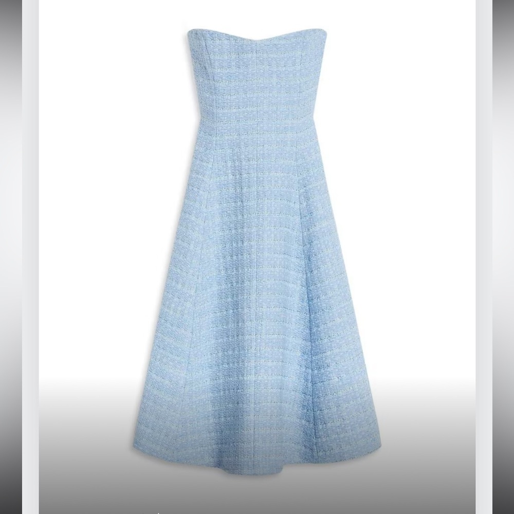 Tweed Boucle Strapless Dress